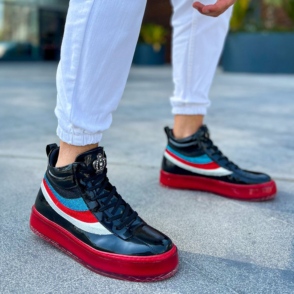 Mens Boots Black Patent Leather 973